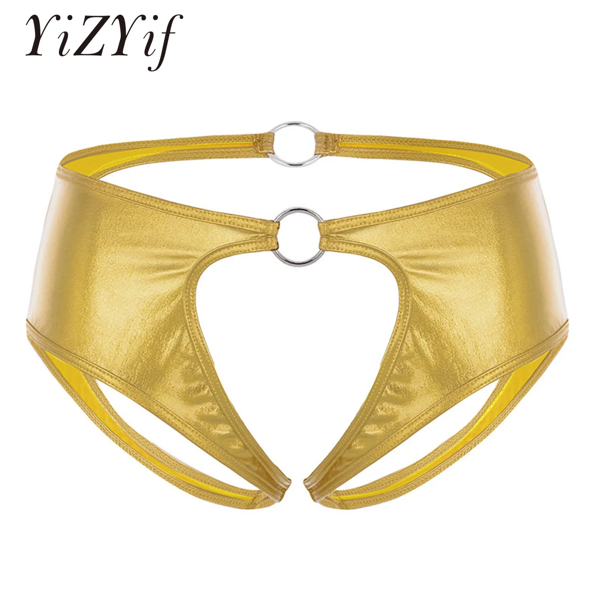 

YiZYiF Women's Lingerie Hot Clubwear Wetlook Faux Leather Crotchless Open Butt Sexy Panties Bikini Brief Underwear Underpants