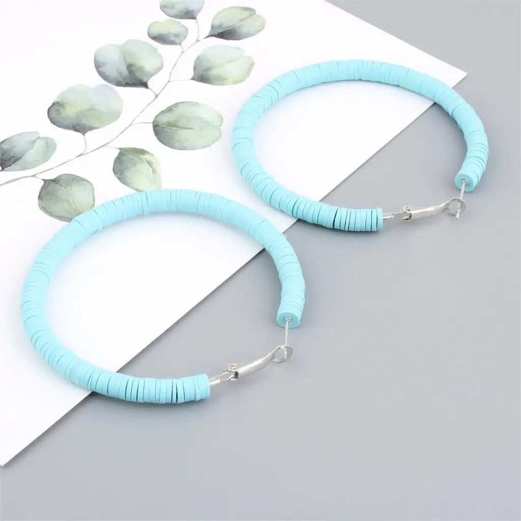 

1Pair Bohemian Ethnic Colorful Round Hoop Earrings Big Circle Hanging Pendientes Female Jewelry Party Gift Supplies