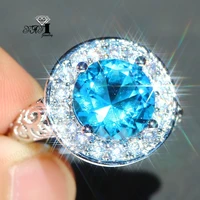 yayi jewelry fashion princess cut prong setting blue cubic zirconia silver color engagement wedding party leaves gift rings
