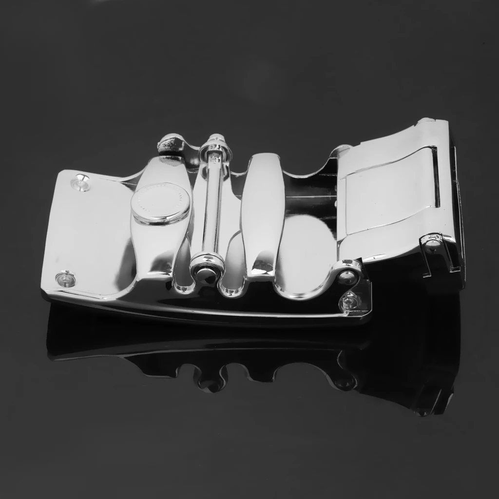 

2x Classic Solid Buckle Automatic Ratchet Leather Belt Buckle, Black, Silver