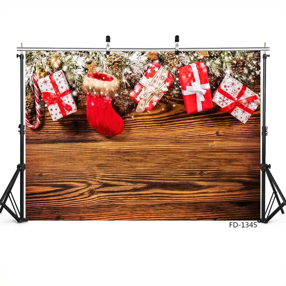 

Рождественский подарок носки ветка сосны деревянная доска декорация для фотосъемки детвечерние чный фон реквизит для фотостудии
