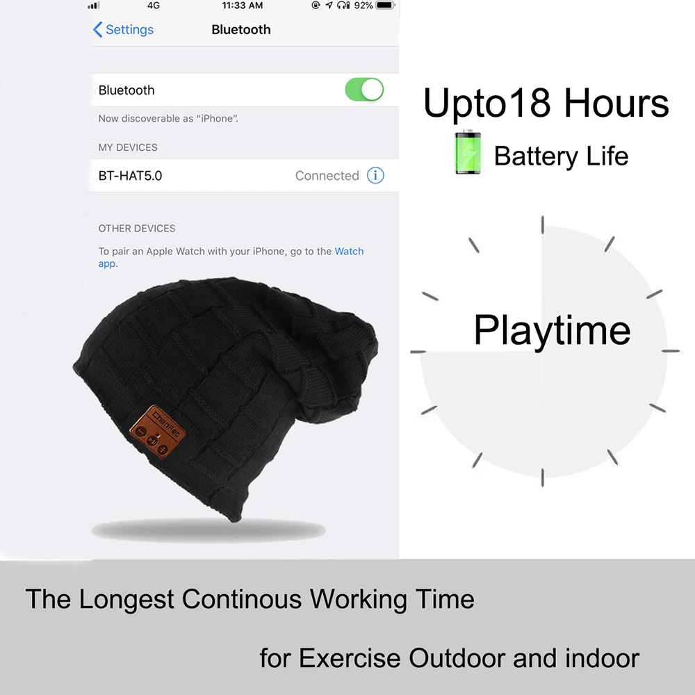 Новинка, беспроводная Bluetooth гарнитура, шапка, вязаная, Bluetooth 5,0, шапка, наушники, теплые зимние шапки, музыкальные наушники, лучший рождественский подарок