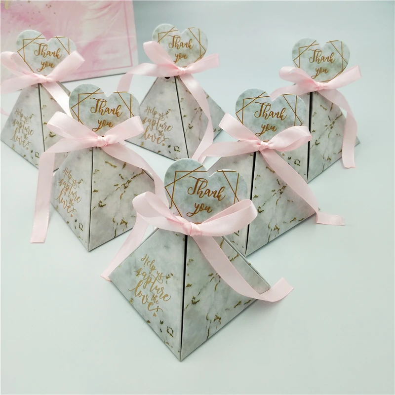 Marble Triangle Wedding Candy Box New Creative Pyramid Gift Romantic Party Supplies Customized Packaging Boxes | Дом и сад