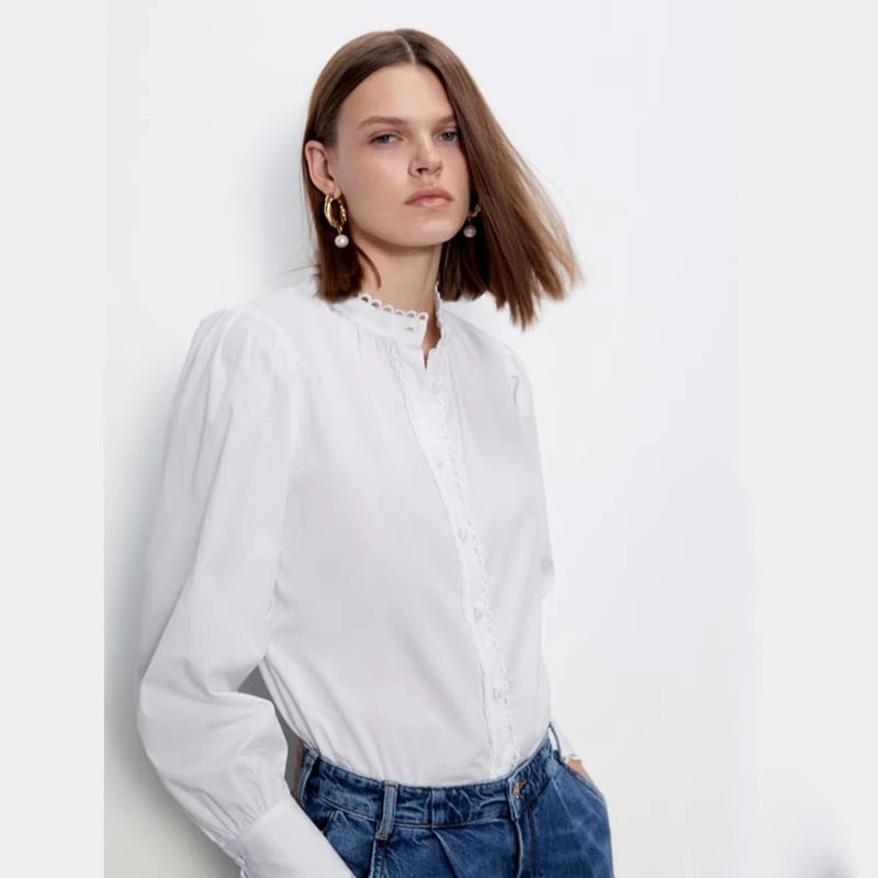 Женская Офисная рубашка ZA Повседневная Блузка с длинным рукавом вечерние топы