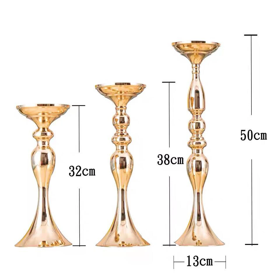 Gold Flowers Candle Holders Vase Dining Table Candlestick Centerpieces Road Lead Candelabra Wedding Party Porps Home Decorations | Дом и сад