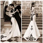 Женское свадебное платье с юбкой готика, черное атласное платье с открытой спиной и кружевом, платье невесты, 2022