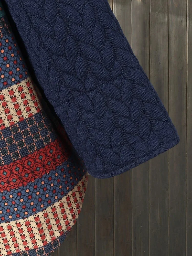 

New Hooded Pullover Mid-length Women's Coat Ethnic Style Printed Long Sleeve 2020 Autumn and Winter Hooded Hat Collar Cotton