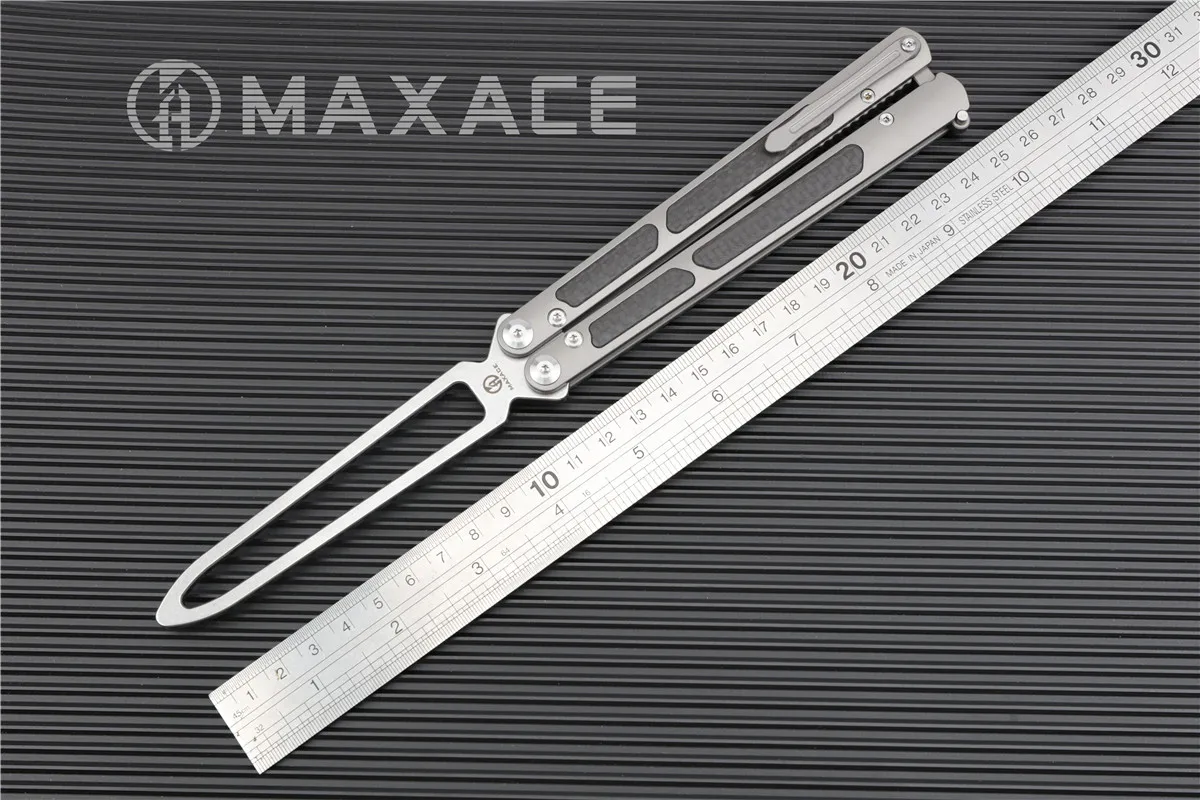 MAXACE ножи Пакт Бабочка нож для тренера KVT Керамический шарикоподшипник M390 TC4 + CF