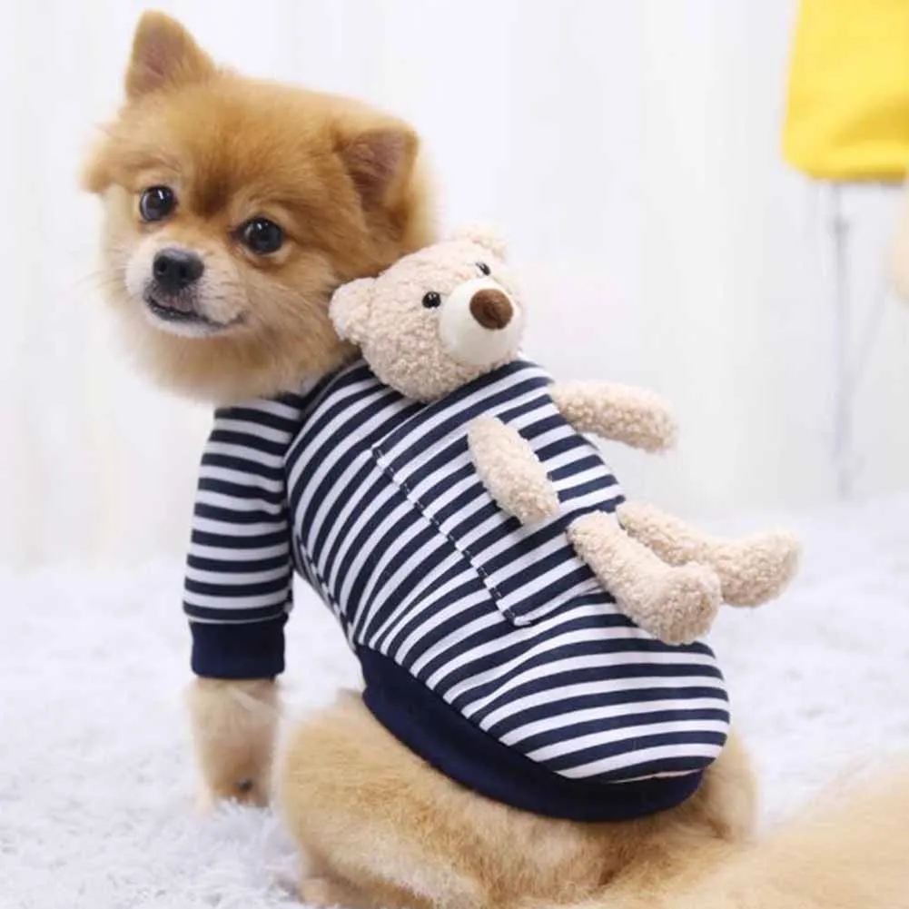 

Cute Dogs Clothes Winter Warm Pet Cat Chihuahua Bulldog Sweater Outfit Pets Puppy Clothing Stripe Pullover for Small Medium Dog