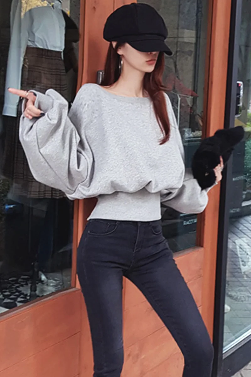

can ship 2021 autumn fashion new Cotton Short Style Sweatshirt for women Hoodies Loose Bat Sleeve casual Tops YH875
