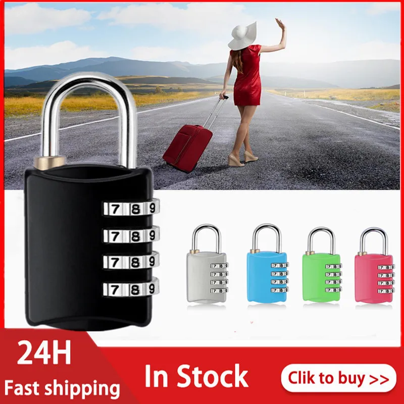 

4 Dial Digit Password Combination Padlock Luggage Suitcase Outdoor Travel Mini Coded Anti-Theft Lock Gym Locker Durable Locks