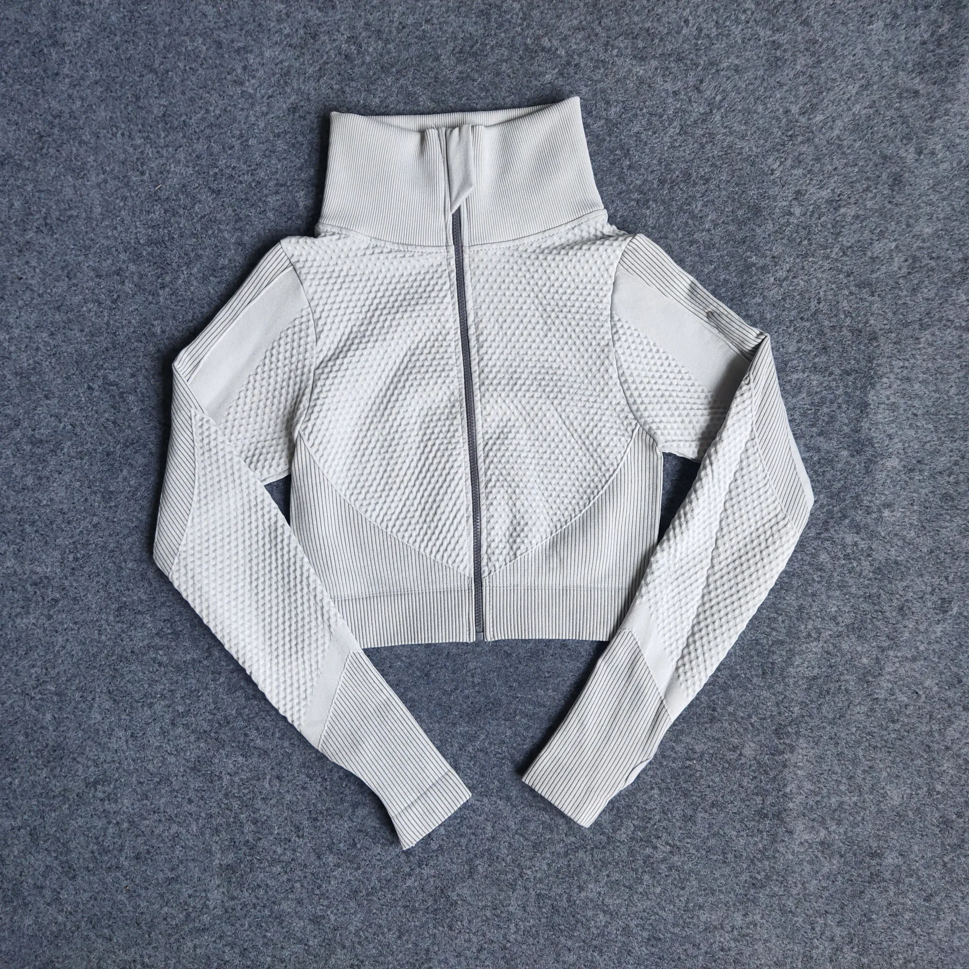 Zipper Sports Tights Seamless Long Sleeve Quick Rraining Running Yoga Belly Button Sport T-shirt Workout Tops Women Sportswear