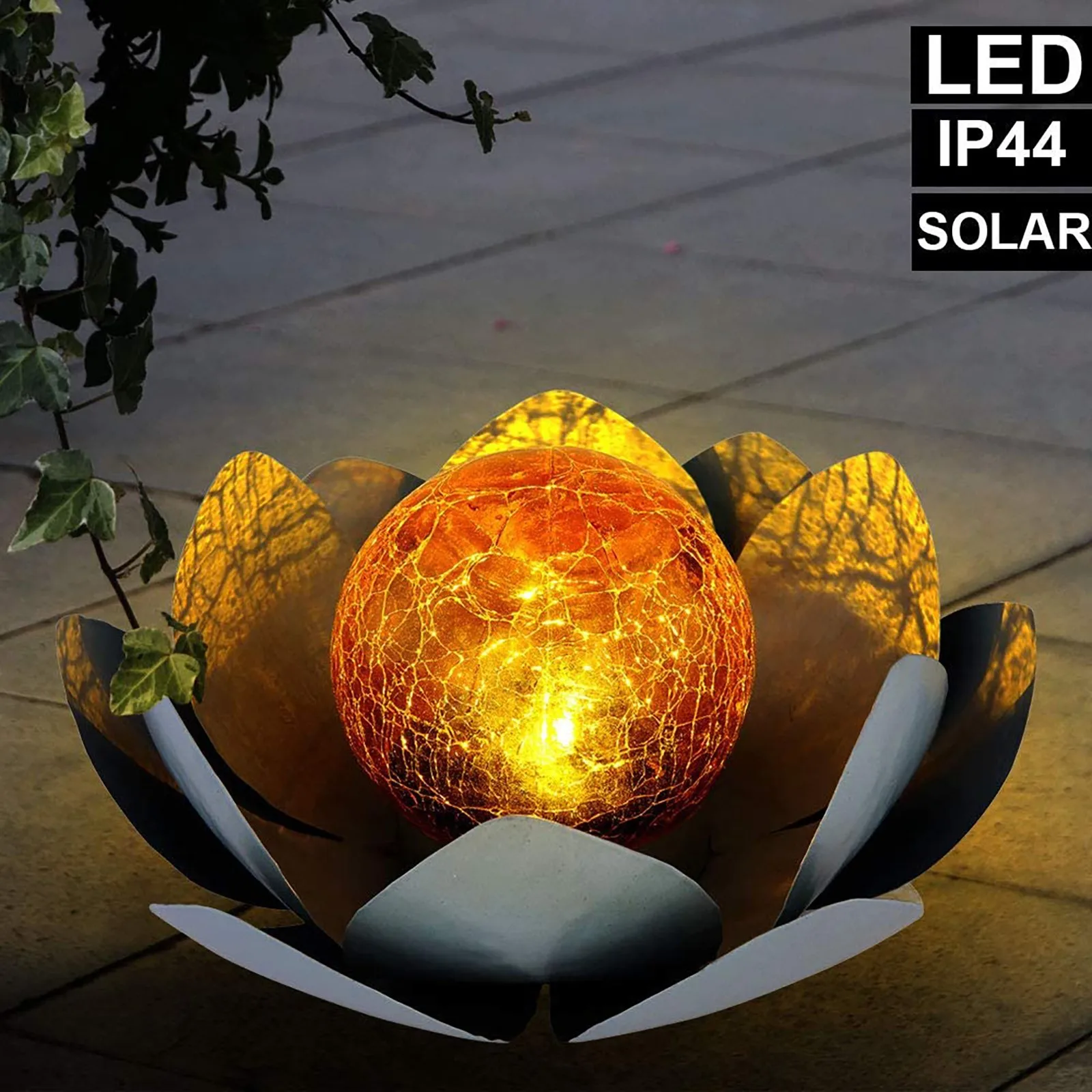 

1/10pcs Creative Lotus Base Led Metal Solar Flower Outdoor Glass Ball Decoration Dreamy lighting Effect Garden Night Lights