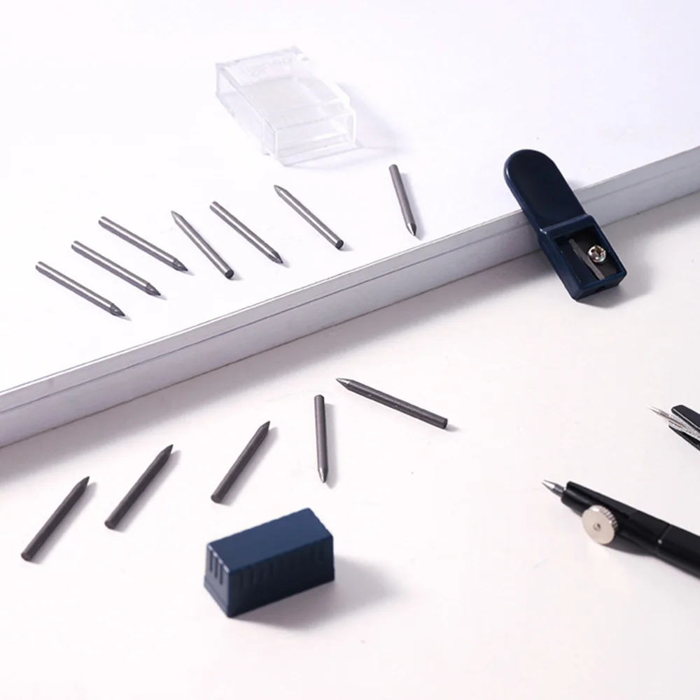 

2 Set 2mm Compass Core Replacement Pencil Lead Stationery with Pencil Sharpener for Students Drafting Tools Compasses Tool