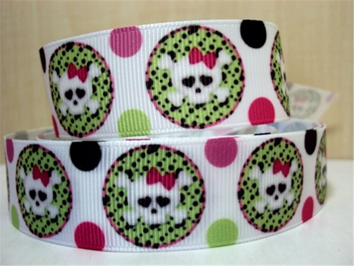 5 ярдов многоразмерная корсажная лента с принтом черепа на Хэллоуин ткань для