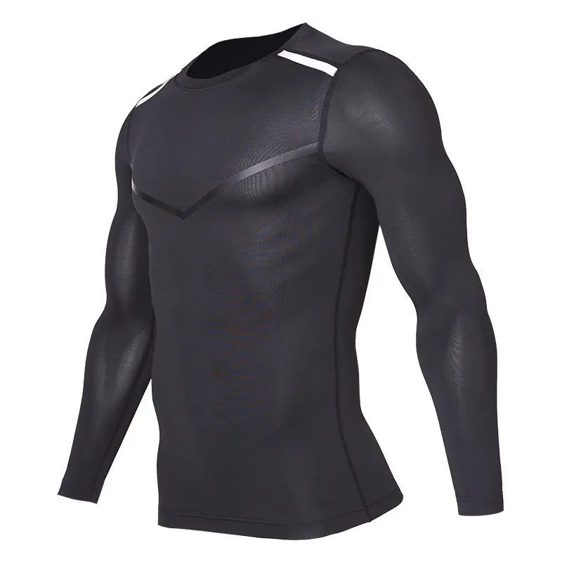 Mens dry ice Headlamp Elasticity T Shirts Spring Slim Shirts Male Tops Leisure Bodybuilding Top with sleeves compression shirt