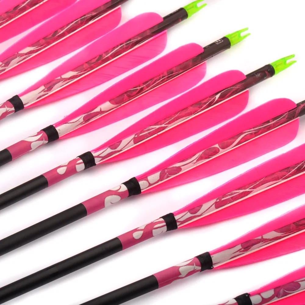 Стрелы из углеродного волокна для стрельбы лука диаметр 12/24 мм 6/8 1 шт. 80 см розовые