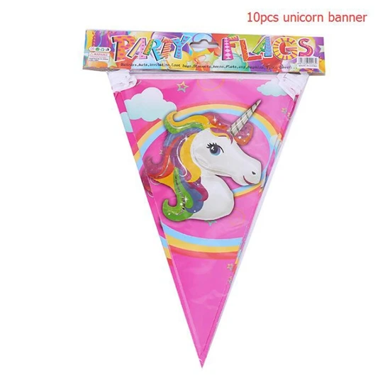 unicorn banner Единорог тема вечерние Unicornio одноразовая посуда Единорог Декор поставки День Рождения украшения Дети Единорог вечерние сувениры - Цвет: unicorn banner