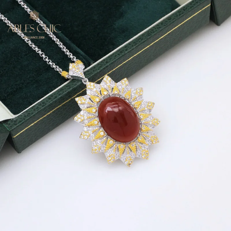 Ренессанс овальный камень 925 сплошная серебряная подвеска Королевский