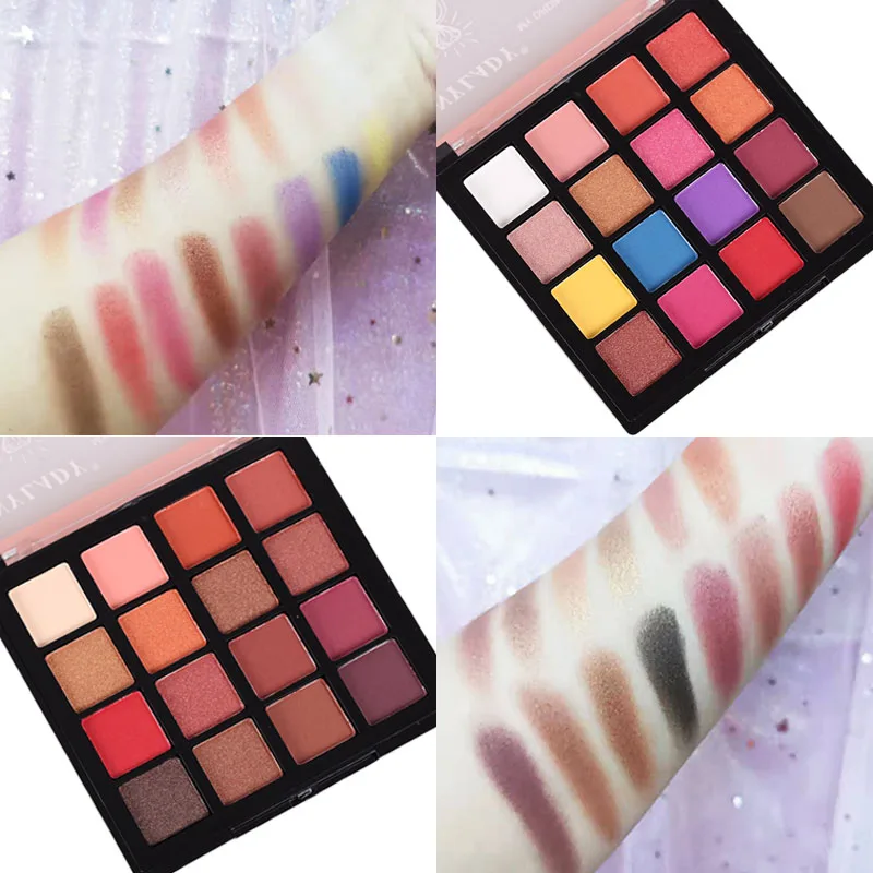 Палитра блестящих теней для век 16 цветов водостойкие матовые тени пигментная
