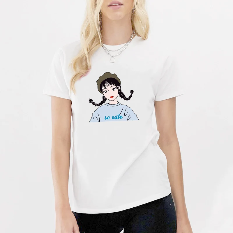 

New Fashion Cute Funny T-shirt Women's Casual Comfortable Slim Kawaii Cartoon Printed T-Shirt Top