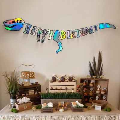 Блестящий цветной динозавр тематический баннер вечерние Парк Юрского периода