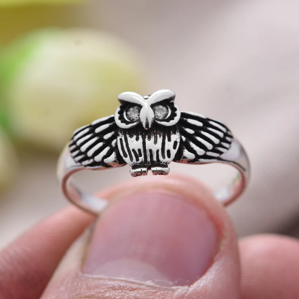 

New Arrival Trendy Cute Owl Animal Thai Silver Ladies Ring Hot Sell Jewelry Women Party Gift No Fade