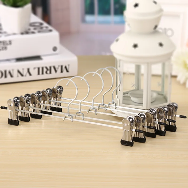 

Electro Galvanizing Clothes Rack Hangers Stand Clips For Pants Adjustable Closet Organizer For socks Hangers Wardrobe Rack Clips
