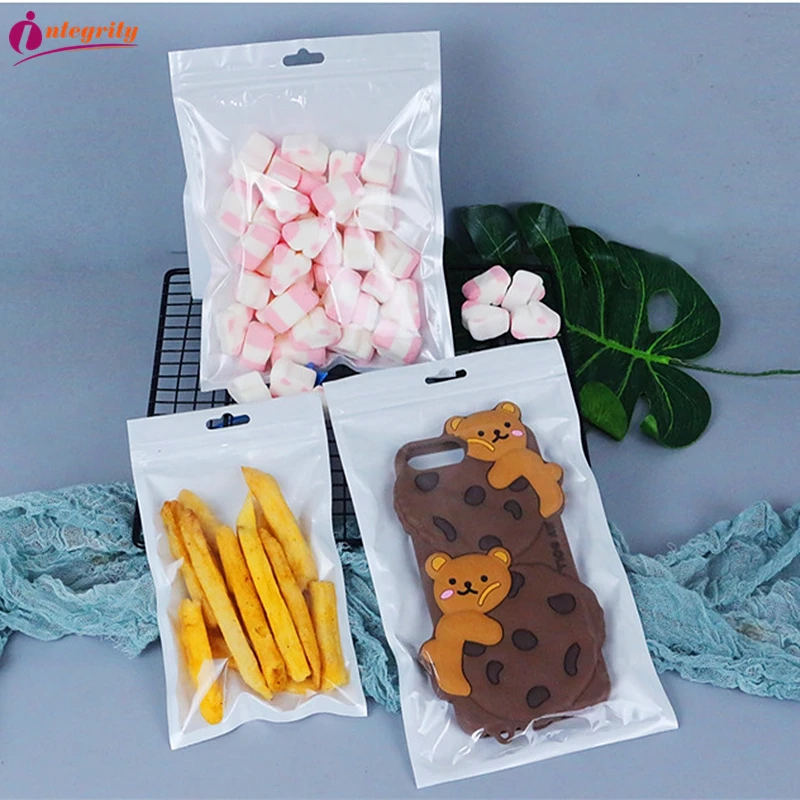 INTEGRITY 1000pcs 12CM*20CM White/clear Self Seal Zipper Plastic Retail Packaging Storage Zip Lock plastic Bags W/ Hang Hole bag | Дом и сад