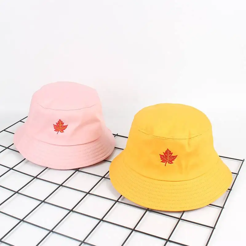 

Cotton Leaf Embroidery Bucket Hat Fisherman Hat Outdoor Travel Hat Foldable Sun Cap Hats for Men and Women 537