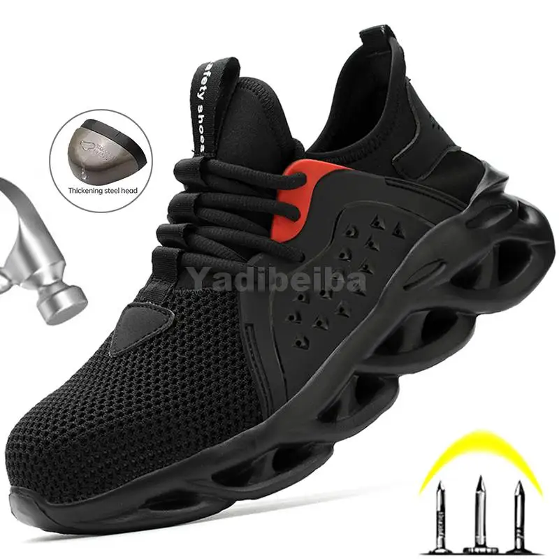 

Рабочие защитные ботинки для мужчин и женщин, Мужская защитная обувь, легкие дышащие рабочие кроссовки, Рабочая обувь со стальным носком, Пр...