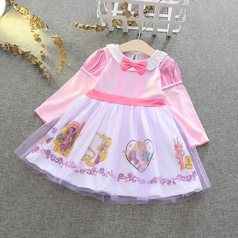 D1949-Pink Платья для маленьких девочек; весенние вечерние платья Белоснежки и Эльзы; костюм на Хэллоуин; детское платье принцессы Анны для костюмированной вечеринки; Vestidos От 2 до 6 лет - Цвет: D1949-Pink