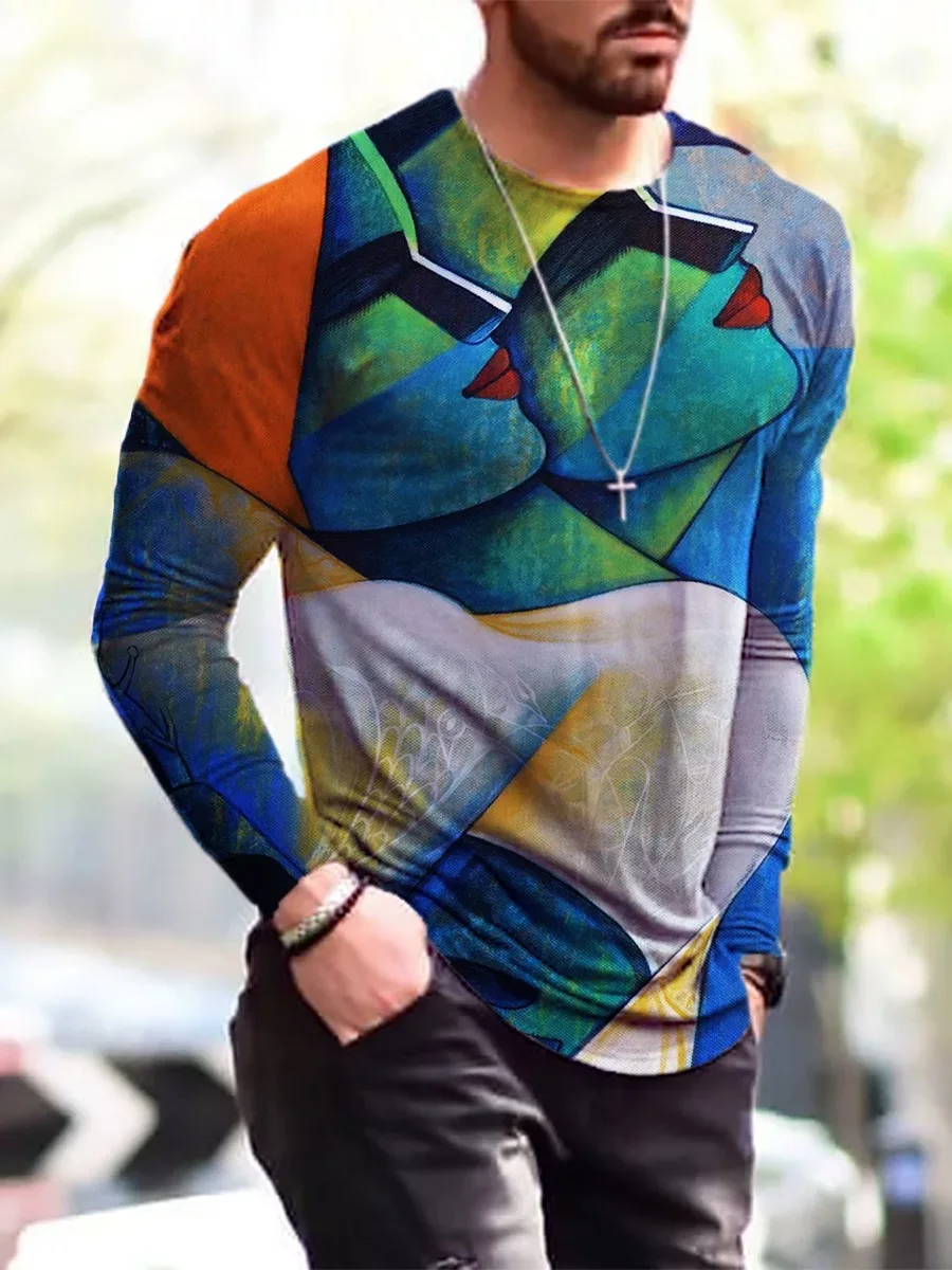 

European and American new style digital printing pullover long-sleeved t-shirt thin men's t-shirt plus size trend venom printing
