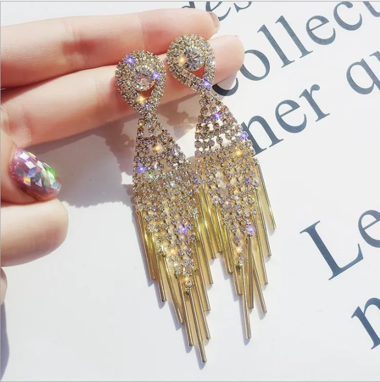 

925 Silver Pin Earrings Stud Earrings Women's Long Unique Super Fairy Tassel Girl's Heart Pendant Cute Earrings for Women