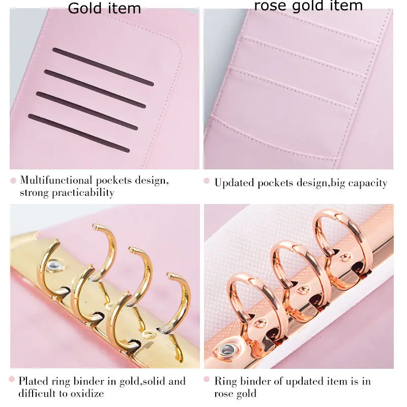 Твердая обложка A5 индивидуальное розовое золото кольцо дневник записная клетка