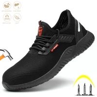 breathable men safety work shoes anti smash steel toe cap indestructible boots anti piercing comfortable non slip light sneakers
