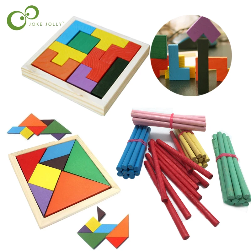 1 набор детская деревянная счетная палочка Tangram для умственного развития Tetris