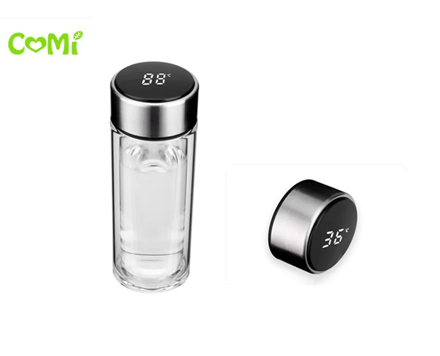 2019 Новые Двойные Стены Стеклянные бутылки для воды с чайным впрыскивателем