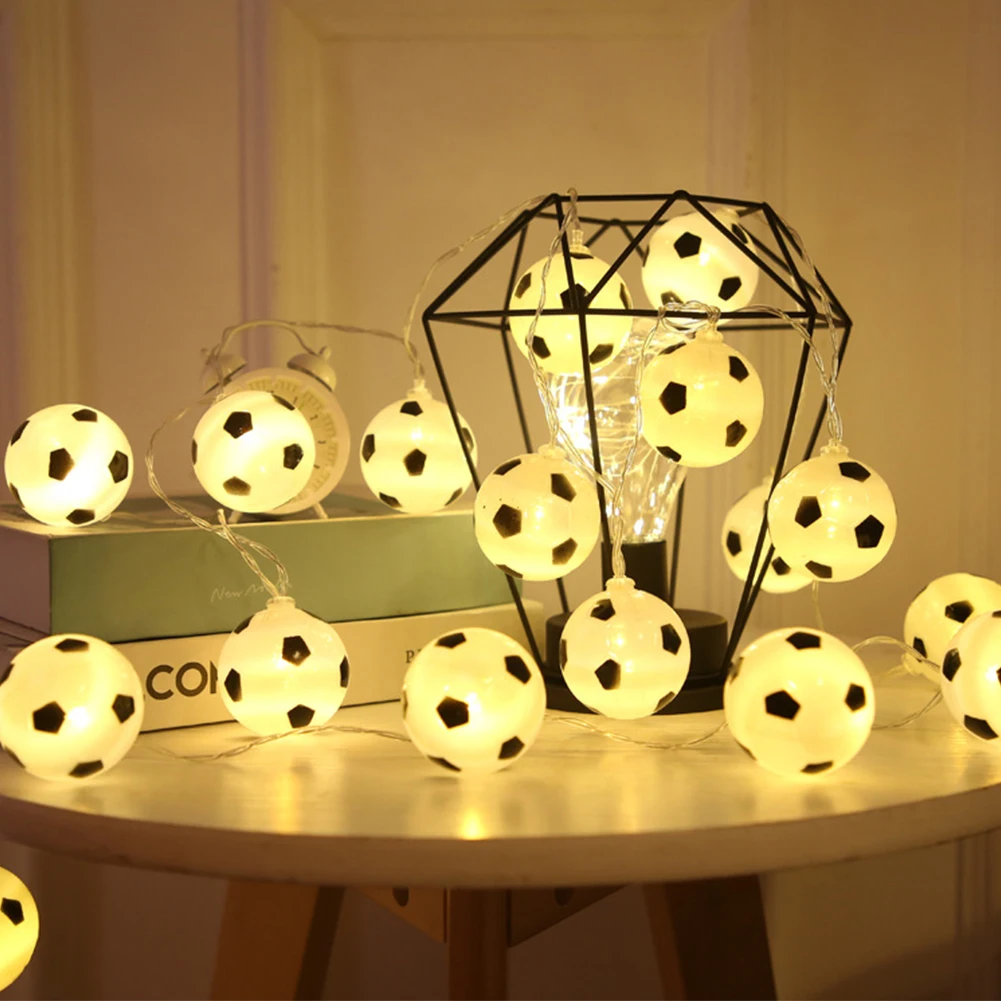 

1.5m 10lED Football String Lights Battery Operated Soccer Light Boys Bedroom Decor Fairy Light Garland Home Club Christmas Light