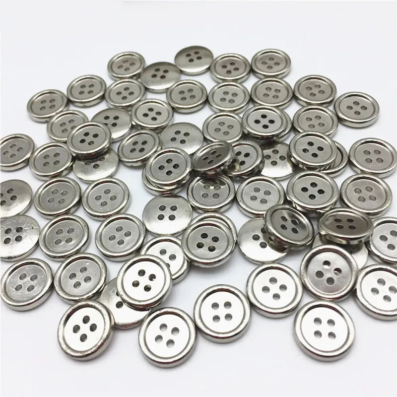 

100pcs 13mm Plastic Silver/Gold/Brass Buttons Sewing Jeans Shirt 4 Holes Accessories Scrapbooking