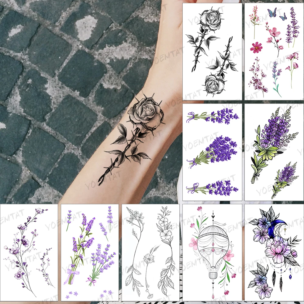 

Waterproof Temporary Tattoo Sticker Black Rose Flower Ink Flash Tatto Rose Flower Arm Body Art Fake Tatoo Woman Man Child