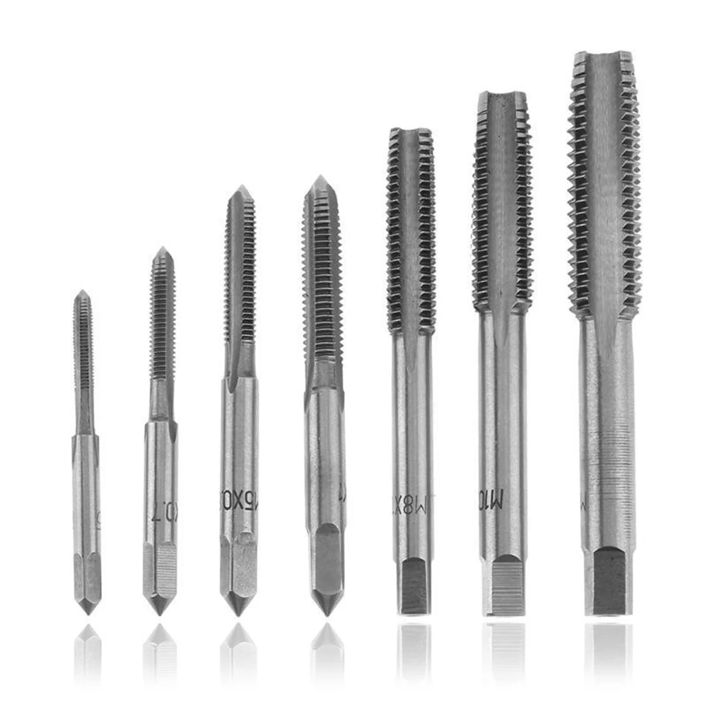 

Thread Tap Set 5/7pcs Metric M3 M4 M5 M6 M8 M10 M12 Straight Flute Taps Bearing Steel Plug Metalworking Hand Tools Tap Drill Set