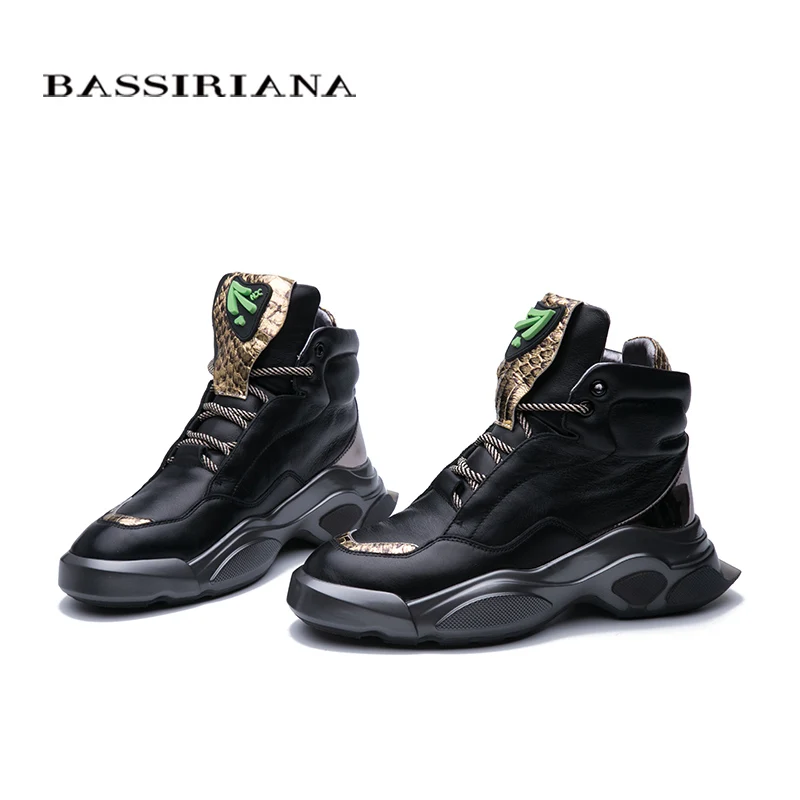 BASSIRIANA2019 Новая зимняя женская повседневная обувь на платформе кожаная спортивная обувь в европейском и американском стиле