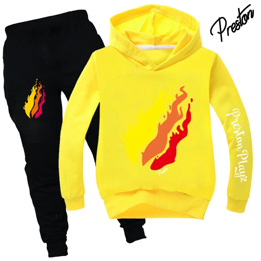 Новые детские толстовки prestonplayz для девочек-подростков футболка Preston Playzs + штаны