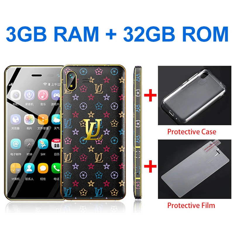 Black 32GB ROM U2 3," Мини сенсорный android 8,1 маленький мобильный телефон MTK6739 Четырехъядерный 4G смартфон с двумя sim-картами разблокированные сотовые телефоны - Цвет: Black 32GB ROM