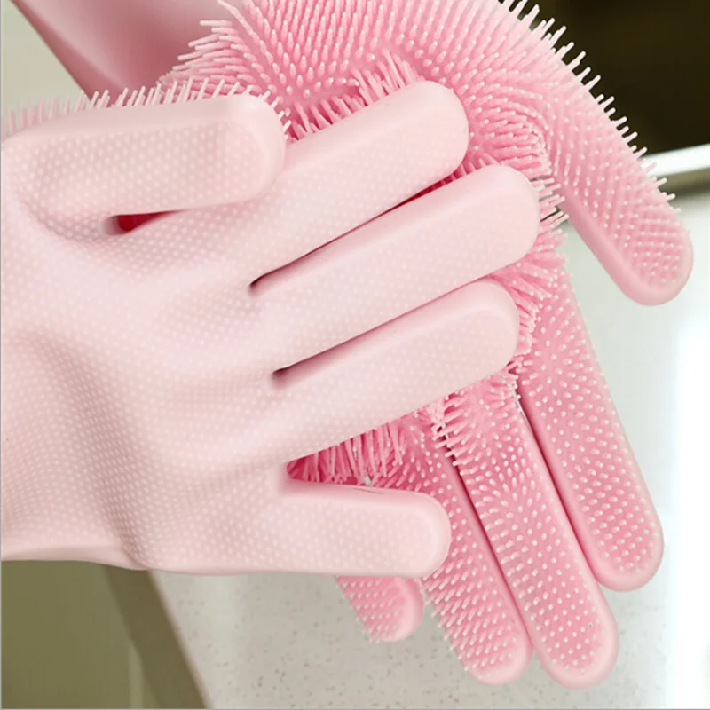 1 Pair Magic Silicone Dishwashing Scrubber Dish Washing Sponge Rubber Scrub Gloves Kitchen Cleaning | Дом и сад