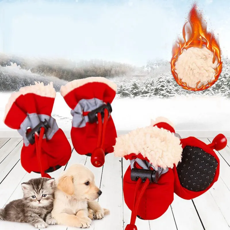 

4 Pcs Antiskid Puppy Shoes Pet Protection Soft-soled Pet Dog Shoes Winter Prewalkers Soft Supplies Pet Paw Care