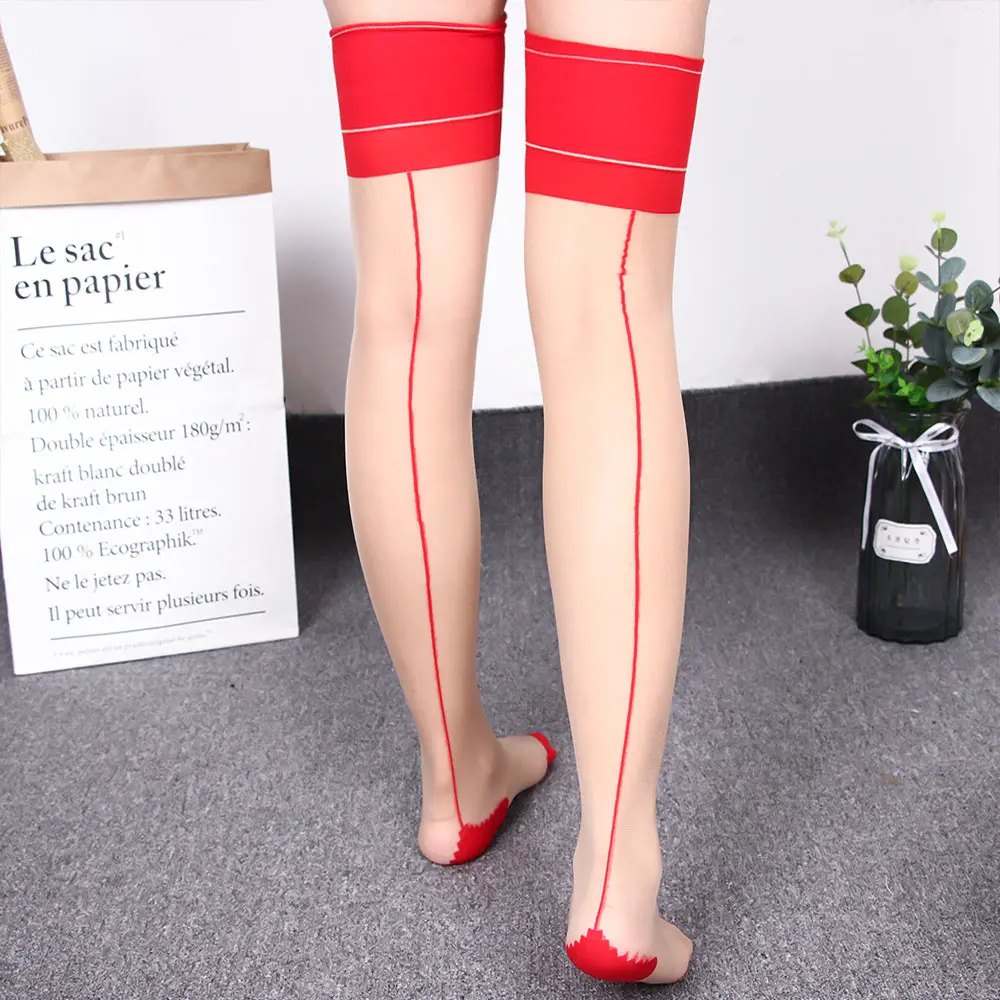 Сексуальные женские чулки бедра высокие классические старые модные со швом