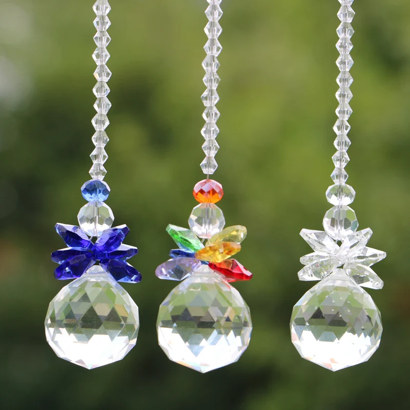 

1PCS Glass Crystal Suncatcher Feng Shui 20mm 30mm 40mm Ball Prism Pendant Hanging Chandelier Decor Wedding Window Ornament