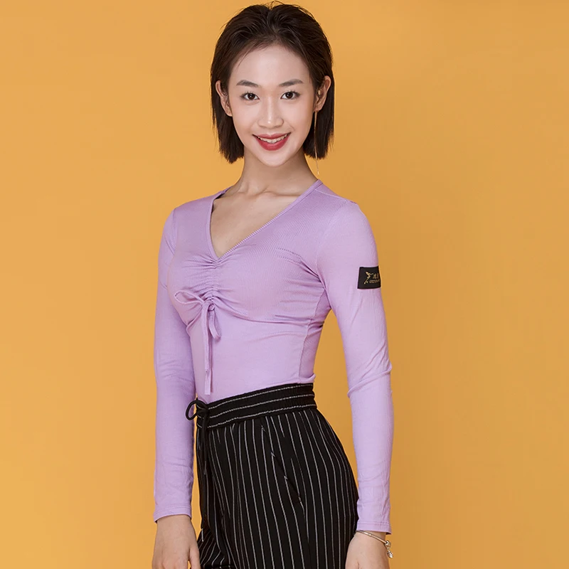 Топы для латиноамериканских танцев женские зимние рубашки с длинным рукавом